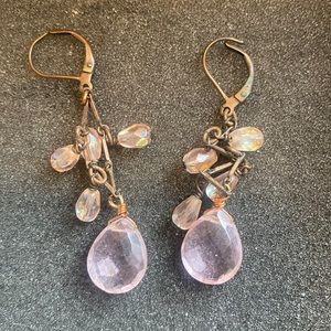 Faint pink/opal colored drop earrings